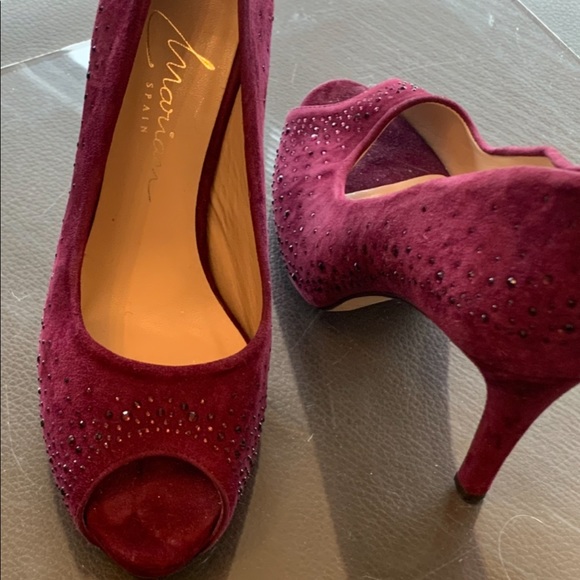 Stunning Cranberry Red Suede Shoes - Picture 2 of 5